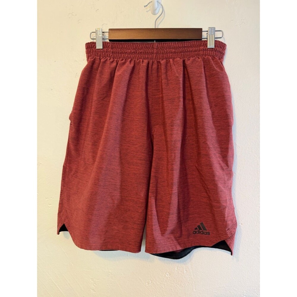 adidas Men's Heathered Burgundy Athletic Shorts